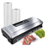 POTANE Precision Vacuum Sealer Machine, Powerful Pro Vacuum Food Sealer, 8-in-1 Easy Presets, 4 Food Modes, DryandMoistandSoftandDelicate with Starter Kit, Compact Design(Silver)