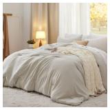 Bedsure Queen Size Comforter Set, Beige Soft Prewashed Bedding for All Seasons, 3 Pieces GentleSoft Warm Down Alternative Bed Set, 1 Lightweight Comforter (90\x90\in) and 2 Pillowcases (20\inx26\in)