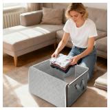 BALEINE 2 Pack Clothes Storage Bags, 24 Gallon Storage Containers with Reinforced Handle, Sturdy Zipper, Closet Organizer for Blanket, Comforter, Pillow, Bedding (Grey, 2 Pack)