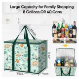 BALEINE 2Pk Insulated Reusable Grocery Bags, Collapsible Cooler Bag for Groceries, Heavy Duty Large Insulated Bag (16ftftx9ftftx13ftft, Spring Stroll)