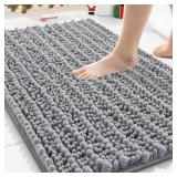 Smiry Bathroom Rugs Mat 30x20, Extra Soft Absorbent Chenille Bath Rugs, Non Slip Rubber Backing Machine Washable Quick Dry Bath Mats for Bathroom Floor, Tub, Shower, Home Decor Accessories, Grey