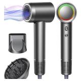 Hair Dryer - 1 Min Fast Drying, High-Speed Blow Dryer with 500 Million Negative Ions, No Heat Damage, Low Noise, Lightweight, Professional Hairdryer with Diffuser and Nozzle, Gunmetal