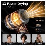 Hair Dryer - 1 Min Fast Drying, High-Speed Blow Dryer with 500 Million Negative Ions, No Heat Damage, Low Noise, Lightweight, Professional Hairdryer with Diffuser and Nozzle, Gunmetal