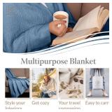 Threadmill Luxury Cotton Blankets for King Size Bed | All-Season Cozy 100percent Cotton King Size Blanket | Herringbone Soft Fall Thermal Blanket fits Cal King Size Bed | Folkstone Blue