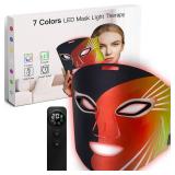 YOEYOU Red Light Therapy for Face, 7 Colors Infrared LED Face Mask Light Therapy, Portable Rechargeable Red Light Therapy Mask Beauty Device at Home and Travel for Facial Rejuvenation, Black