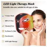 YOEYOU Red Light Therapy for Face, 7 Colors Infrared LED Face Mask Light Therapy, Portable Rechargeable Red Light Therapy Mask Beauty Device at Home and Travel for Facial Rejuvenation, Black