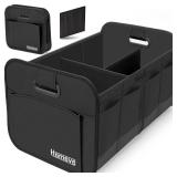 Homeve Car Trunk Organizer, Car Storage, Reinforced Handles, Collapsible Multi-Compartment Car Organizers, Foldable and Waterproof, 600D Oxford Polyester, Suitable for Any Car, SUV, Mini-Van, Black