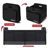 Homeve Car Trunk Organizer, Car Storage, Reinforced Handles, Collapsible Multi-Compartment Car Organizers, Foldable and Waterproof, 600D Oxford Polyester, Suitable for Any Car, SUV, Mini-Van, Black
