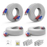 ANNKE 30M100ft BNC Cable, Video Power Extension Surveillance Camera Cables for CCTV Security DVR System Installation, Free 8X BNC Connectors and 100pcs Cable Clips Included, 4 Pack, White