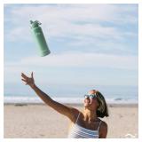 Swigina 2-IN-1 LID Insulated Water Bottle with Silicone Boot (36hrs Cold18hrs Hot) - DIY Stickers, Leakproof, BPA Free, 40 oz