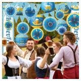 Motiskyy 37 Pcs Oktoberfest Party Decor Kit Bavarian Pennant Flags Paper Fans Banner Paper Lanterns Octoberfest Themed Party Supplies Home Yard Favor Decor Set for German Beer Festival