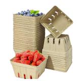 30 Pack Natural Pulp Fiber Berry Basket,Small Molded Produce Vented Basket Kitchen Supplies for Strawberry Blueberry Raspberry, Fruit Tray for Fruit Vegetable Farmer Market Grocery (Small)