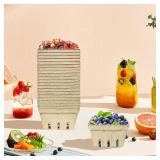 30 Pack Natural Pulp Fiber Berry Basket,Small Molded Produce Vented Basket Kitchen Supplies for Strawberry Blueberry Raspberry, Fruit Tray for Fruit Vegetable Farmer Market Grocery (Small)