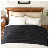 JOOJA Knitted Dark Grey Black Throw Size Blanket Polyester Soft Fleece Blanket for Couch Bed Sofa 50x60 Inches Charcoal Gray