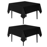 sancua Black Square Tablecloths 54x54 Inch, 2 Pack - Fabric Table Cloth for Square or Round Tables, Washable Polyester Table Cover for Dinner, Holiday Party, Decorative Display Tables