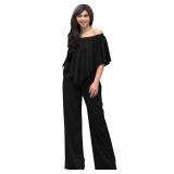 KOH KOH Plus Size Womens Long Pant Suit Pockets Sexy Off Shoulder large Strapless Summer Cocktail Dressy One Piece Jumpsuit Jumpsuits Romper Rompers Playsuit Tall Outfit, Black 2XL 18-20