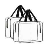 HAOGUAGUA 2-Piece Large Clear Makeup Cosmetic Organizer Bag, Plastic Tote Bags, Waterproof Transparent Handbag Purse