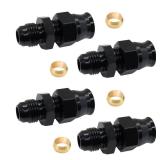 YSIL 6AN Male Flare to 3/8â Tube OD Fuel Hardline Straight Fitting Adapter Aluminum Compression Connector Black 4PCS