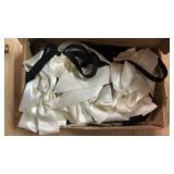 Mindsoft 12 Pcs Ivory Bows Wedding Aisle Decorations 3.94 x 11.8 inch Satin Bows for Chairs Decorative with Nylon Self-Adhesive Tape for Pew Back Elegant Ribbons for Wedding Background Aisle Decor