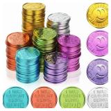 Civaner 100 Pcs Kids Caught Being Good Coins Smile Face Behavior Tokens Classroom Behavior Incentive Plastic Coins Gift Reward Tokens for School Student Prize Play Counting Party Supplies
