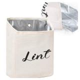 Kamehame Magnetic Lint Bin for Laundry Room Organization and Storage, Cotton Linen Lint Bag, Wall Mount Space Saving Washer Dryer Trash Can Collector