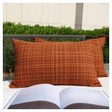 Kevin Textile Fall Pack of 2 Decorative Outdoor Waterproof Pillow Covers Garden Cushion Sham Throw Pillowcase Shell for Patio Tent Couch 12x20 Inch Burnt Orange