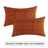 Kevin Textile Fall Pack of 2 Decorative Outdoor Waterproof Pillow Covers Garden Cushion Sham Throw Pillowcase Shell for Patio Tent Couch 12x20 Inch Burnt Orange