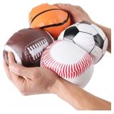 Toys+ Plush Sports Balls Set for Kids, 5 Inch, 4-Pack with Football, Baseball, Basketball, Soccer