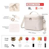 NOL Natural Organic Lifestyle Insulated Lunch Bags for Women Cooler Bag Lightweight Nylon Waterproof Lunch Box For Workï¼Medium, Cream