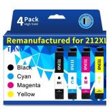 TEINO Remanufactured Ink Cartridge Replacement for Epson 212 T212 212XL Ink Cartridges for Epson Printer XP-4100 XP-4105 WF-2830 WF-2850 (Black Cyan Magenta Yellow, 4-Pack)