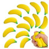 Kasyat 15 Pcs Banana Stress Toys Banana Stretchy Toys PU Relief Stress Balls Classroom Birthday Xmas Gifts Tiny Party Supplies for Relief Party Favors Bag Fillers(2.36 Inches)