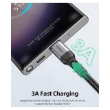 USB A to USB C 3.0 Cable, 6 inch0.5FT (2pack) 10Gbps High Speed Data Transfer, 3A Fast Charging Android Auto USB C Cable, Compatible with Samsung T7, Galaxy S24 S23 Note 20, iPhone 15 16 Pro Max