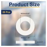 uxcell 20Pcs M22 Nylon Flat Washers 22mm ID 42mm OD 3mm Thick Plain Washer Grommets Plastic Sheet Gasket Fastener Sealing Spacer Gasket Ring, White