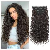 REECHO Curly Hair Extensions, 4PCS 20 inch Clip in Hair Extensions Lace Weft Short Curly Hair Extension Clip Ins Invisible Natural Hairpieces for Women, Off Black