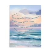 Dazzlewall Mental Health Wall Art Poster, Blue Beach Coastal Calming Poster Positive Inhale Exhale Therapy Office Wall Decor Print, 12x16 in Unframed