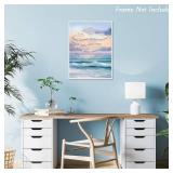Dazzlewall Mental Health Wall Art Poster, Blue Beach Coastal Calming Poster Positive Inhale Exhale Therapy Office Wall Decor Print, 12x16 in Unframed