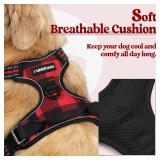 rabbitgoo Dog Harness No Pull with 2 Leash Clips, Adjustable Soft Padded, Reflective Oxford No Choke Pet Vest with Easy Control Handle for Large Dogs, Red Plaid, L
