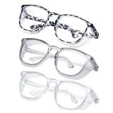 konqkin Safety glasses Goggles Nurses Protective Eyewear - Anti Fog Square Frame Stylish Clear Glasses for Women Men (gery clear douhua)
