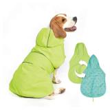 Kimee Dog Raincoat Reversible, Single Side Slicker Poncho Adjustable Waterproof Dog Rain Jacket with Leash HoleReflective Stripe Hooded Snowproof Windproof Clothes for Medium to 2X Large Dogs, XL