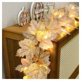 Timer - 2 Pack Thanksgiving Decorations Fall Garland with Lights Fall Decorations for Home, Maples Leaves Garland Thanksgiving Lights Total 13Ft 40LED Battery Operated Indoor Outdoor Christmas Decor
