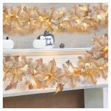 Timer - 2 Pack Thanksgiving Decorations Fall Garland with Lights Fall Decorations for Home, Maples Leaves Garland Thanksgiving Lights Total 13Ft 40LED Battery Operated Indoor Outdoor Christmas Decor