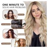 4PCS Clip in Natural Long Wavy Synthetic Hair Extension 20 Inch for Women Dark Golden Mixed Beige Blonde Highlights Hairpieces Thick and Soft Hair Extension