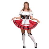Spooktacular Creations Oktoberfest Outfits Women Costume, German Bavarian Dirndl Dress Beer Girl Garden Babe Maid Set for Cosplay Carnival Halloween Party,Red (XX-Large)