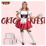 Spooktacular Creations Oktoberfest Outfits Women Costume, German Bavarian Dirndl Dress Beer Girl Garden Babe Maid Set for Cosplay Carnival Halloween Party,Red (XX-Large)