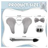 Haysandy Kids Elephant Costume Halloween Cosplay Set Elephant Ears Headband Trunk Tail Tie Tutu Circus Costume Accessories(15.7 Inch,Delicate)