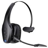 Trucker Bluetooth Headset, Wireless Headset with Mic, Bluetooth Headsets with Dual Noise Cancelling Microphone and Mute Button, 55Hrs Working Time PC Headsets for Cell Phones, Computer, Truck Driver
