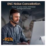 Trucker Bluetooth Headset, Wireless Headset with Mic, Bluetooth Headsets with Dual Noise Cancelling Microphone and Mute Button, 55Hrs Working Time PC Headsets for Cell Phones, Computer, Truck Driver