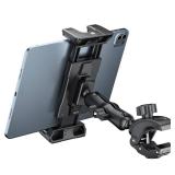 OHLPRO Tablet Mic Stand Holder for iPad Treadmill Handlebar Clamp, Mount for Spin Bike Microphone Peloton Stroller Bicycle, Fit 5-13 iPad Pro 12.9 Air Mini, Galaxy Tab, iPhone, Fire HD 10