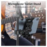 OHLPRO Tablet Mic Stand Holder for iPad Treadmill Handlebar Clamp, Mount for Spin Bike Microphone Peloton Stroller Bicycle, Fit 5-13 iPad Pro 12.9 Air Mini, Galaxy Tab, iPhone, Fire HD 10