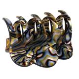 French Amie Crown Wave Small 2 12 Celluloid Handmade Non Slip Hair Claw Clip for Women, Made in France (Silver Onyx Grey)